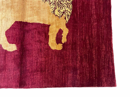 Handmade Wool Rug Lion Pictorial 3.5x5