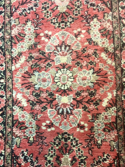 Persian Hamadan Runner Rug 2 x 13.6 – Red Floral Wool Hallway Carpet