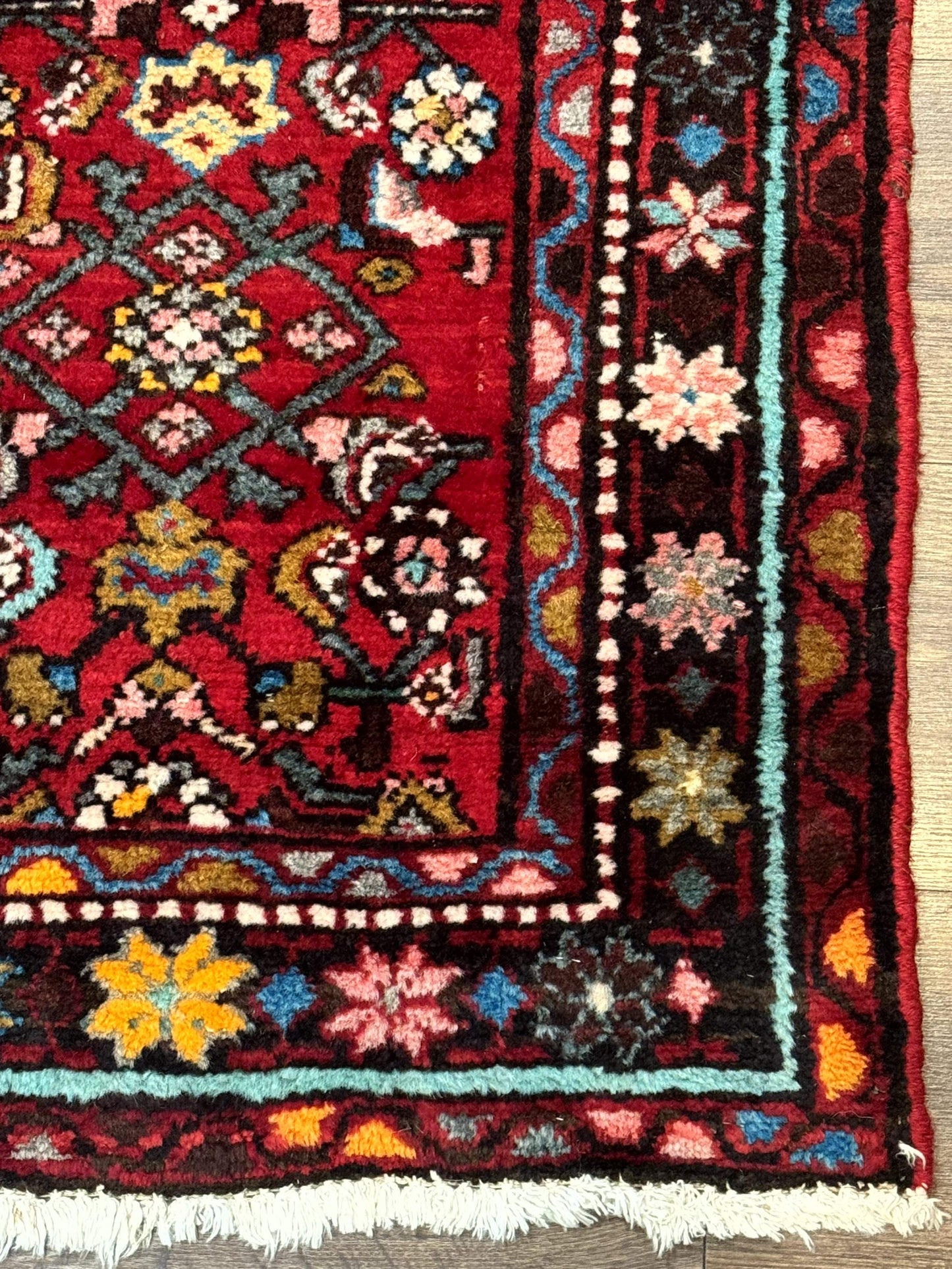 Red Persian Rug 4x7, Village Rug, Wool Vintage Carpet