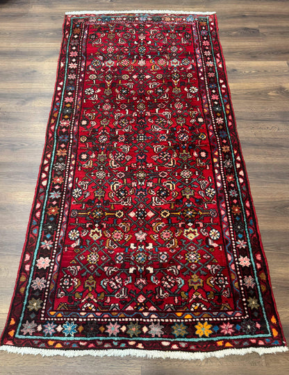 Red Persian Rug 4x7, Village Rug, Wool Vintage Carpet