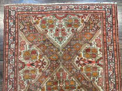 Wonderful Antique Persian Malayer Rug 4x6, Wool Hand Knotted Authentic Oriental Carpet, Very Fine