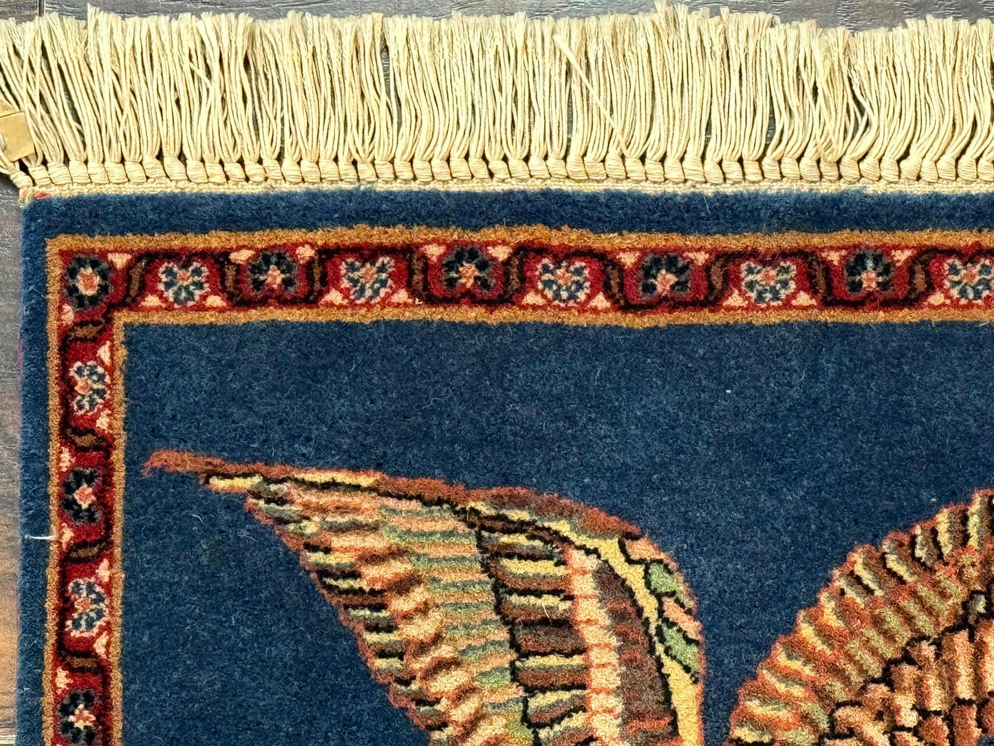 American Flag Bald Eagle Pictorial Rug Indo Persian Handmade Wool Hand Knotted