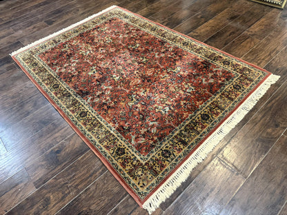 Persian Hunting Design Rug 4.7 x 6.5, Hunting Scene, Red-Orange, Wool, Belgian Power Loomed Carpet