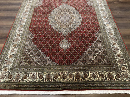 Persian Rug Tabriz 5x7 Very Fine 330 KPSI Wool Silk Red Ivory Herati Mahi