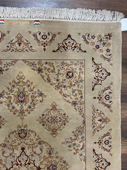 Persian Isfahan Rug 3x5 Hand Knotted With Kork Wool Silk Foundation Gray Taupe Vintage Oriental Carpet 60 Raj 460 KPSI