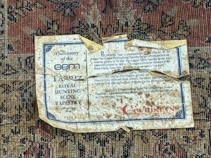 Persian Hunting Design Rug 4.7 x 6.5, Hunting Scene, Red-Orange, Wool, Belgian Power Loomed Carpet