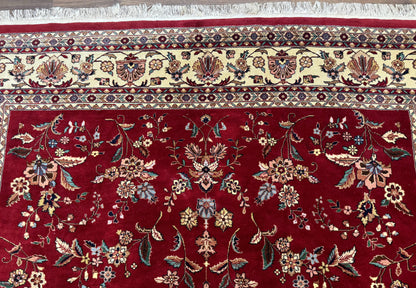 Indo Persian Rug 8x10, Red and Cream, Floral, Pande Cameron