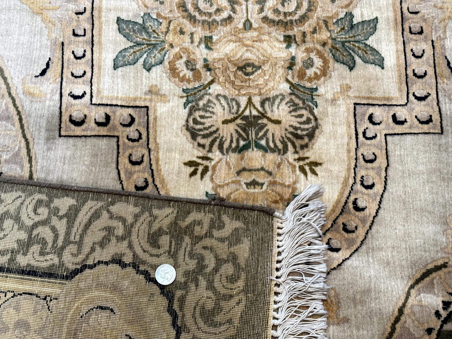 Aubusson Rug 8x10 Hand Knotted Wool Floral Savonnerie Design