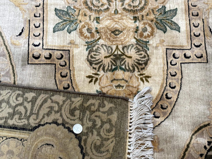 Aubusson Rug 8x10 Hand Knotted Wool Floral Savonnerie Design