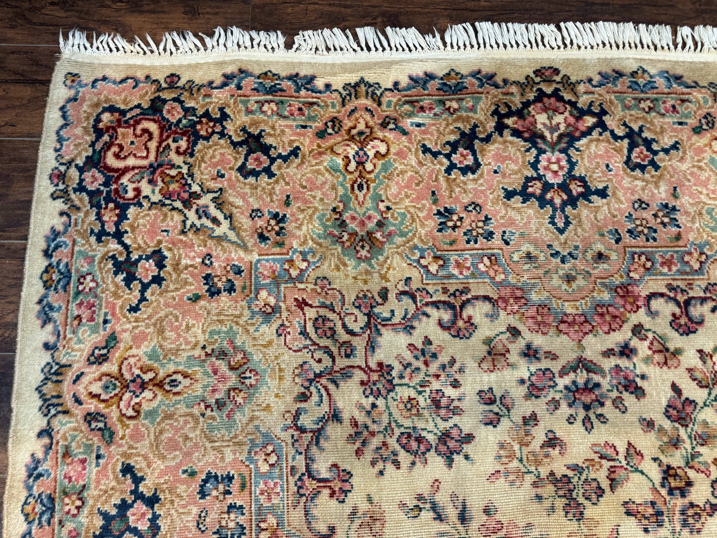 Karastan Kirman Wool Rug Antique 8.8x12 Lanamar Floral Ivory