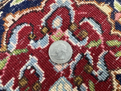 Persian Rug 7x10 Hand Knotted Wool Floral Medallion Kirman Semi Antique Vintage