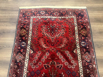 Red Persian Rug 2.6 x 6.8, Floral, Antique Per'sian Carpet, Persian Malayer Rug, Hamadan Rug