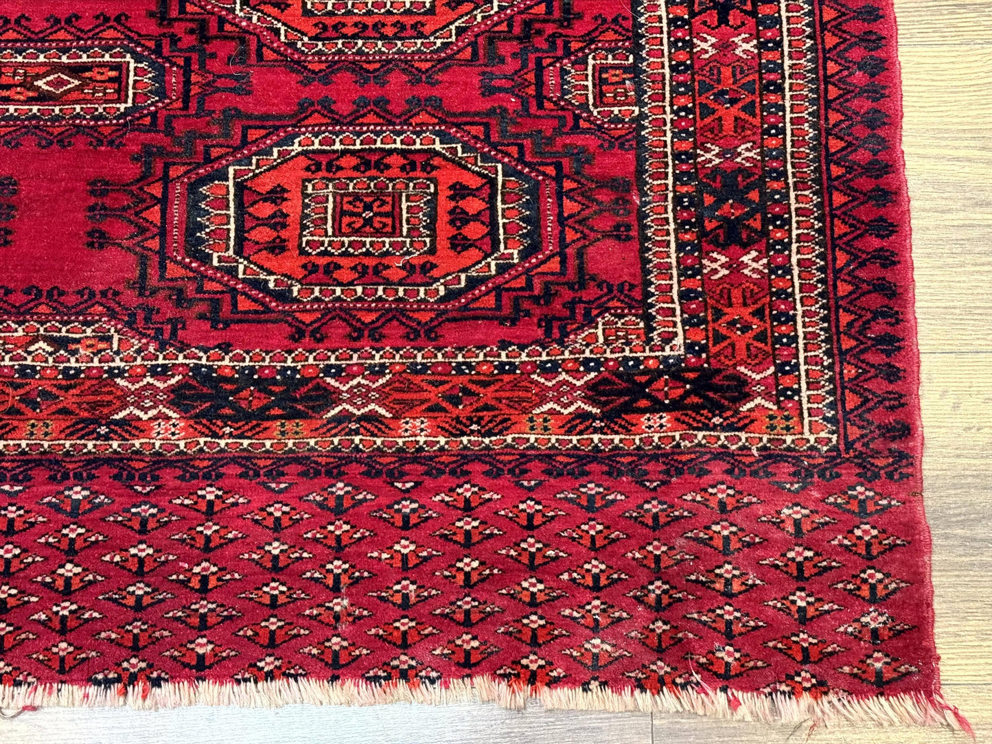 Antique Turkoman Salor Rug, Turkoman Textile, Fine 400 KPSI, Red, Persian Tribal Rug