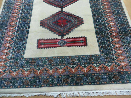 Bokhara Turkoman Rug Vintage Handmade 4x6 Pakistani Wool Carpet