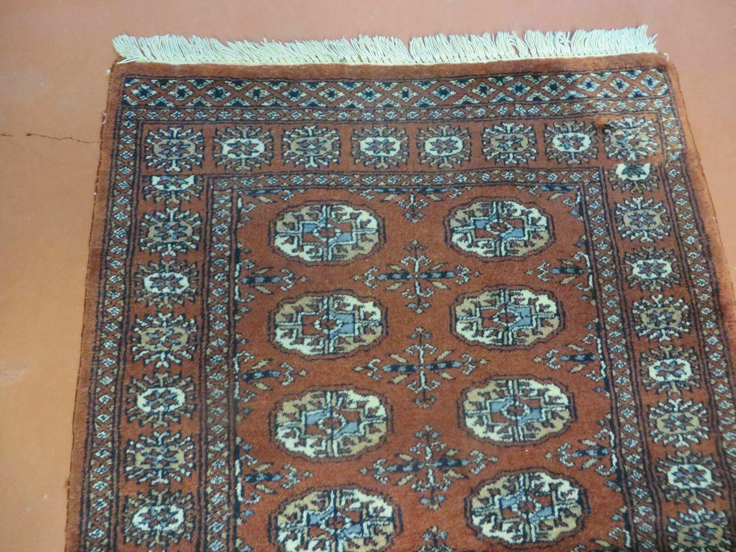 Turkoman Bokhara Wool Rug Vintage Handmade Pakistan 32x49 Fine Weave
