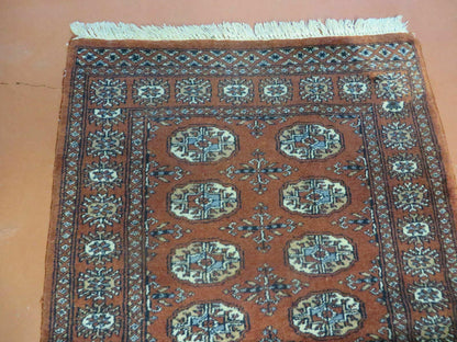 Turkoman Bokhara Wool Rug Vintage Handmade Pakistan 32x49 Fine Weave