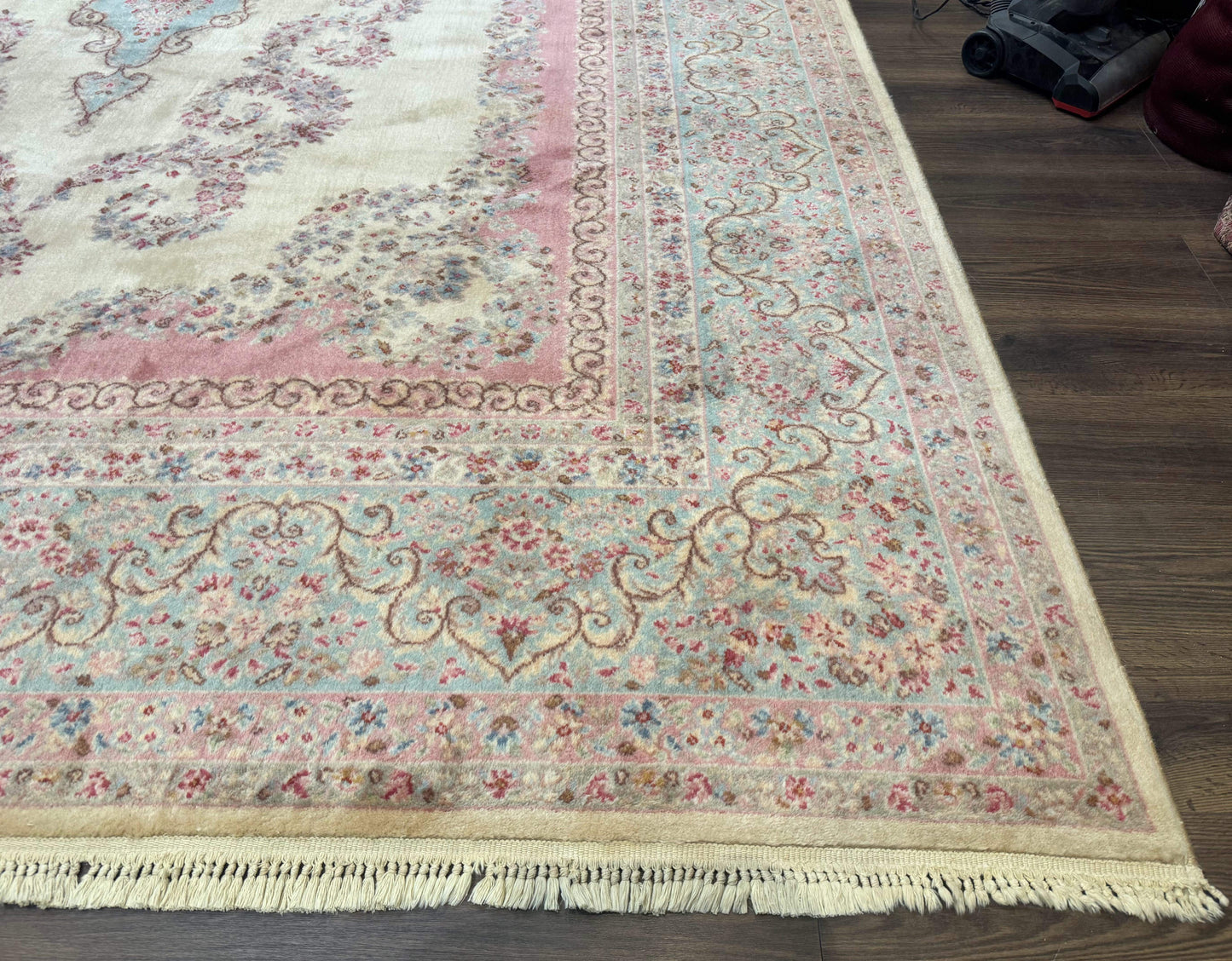 10x14 Karastan Kirman Rug #784 Pastel Ivory Kirman Medallion, Wool Antique Original 700 Series