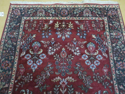 Jaipur Floral Oriental Wool Rug Vintage Handmade Indian 4 By 6 Rug