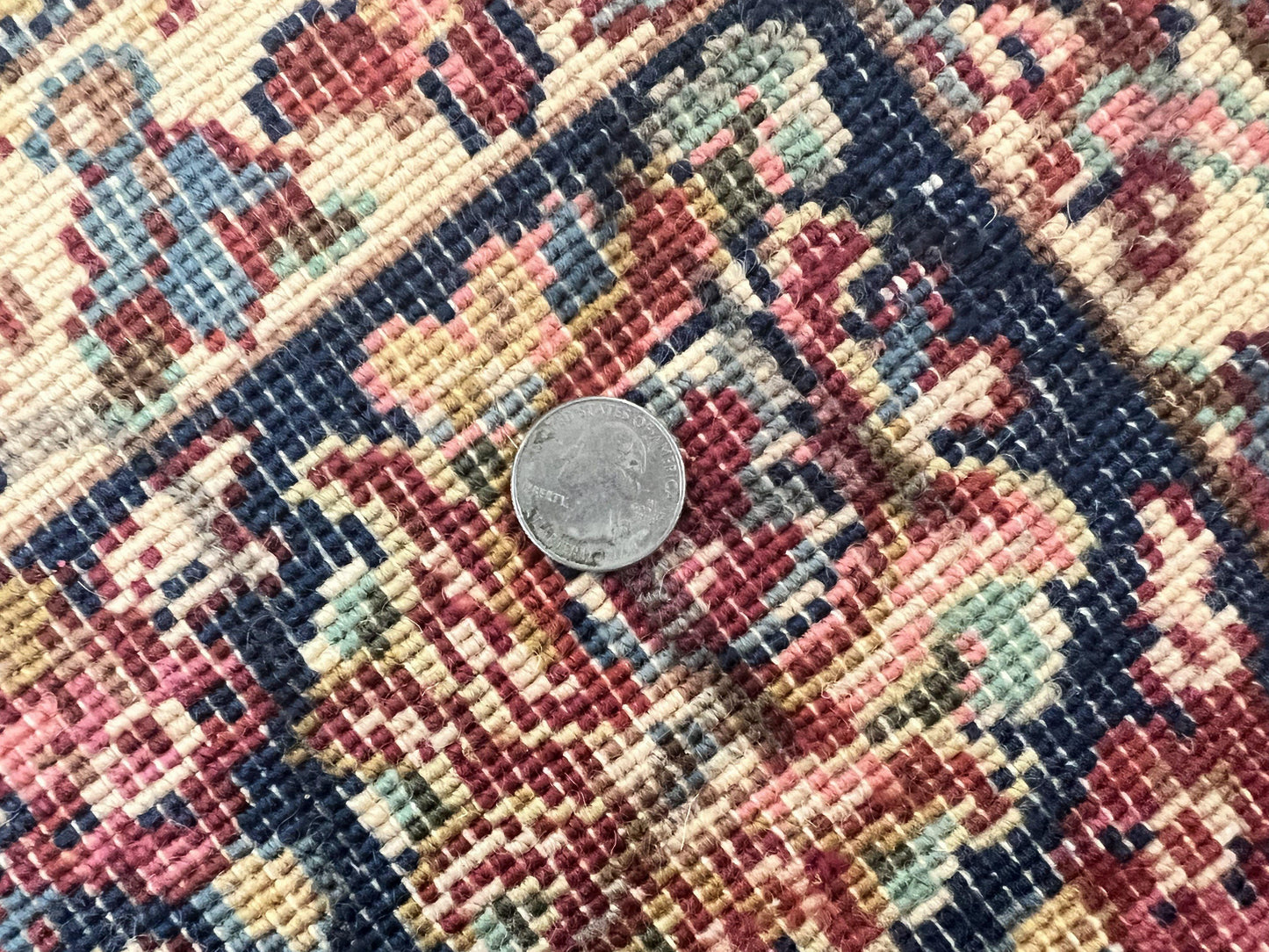 Karastan Rug 5.9 x 9 Ivory Sarouk #760, Vintage Wool Original Collection 700 Series, Discontinued