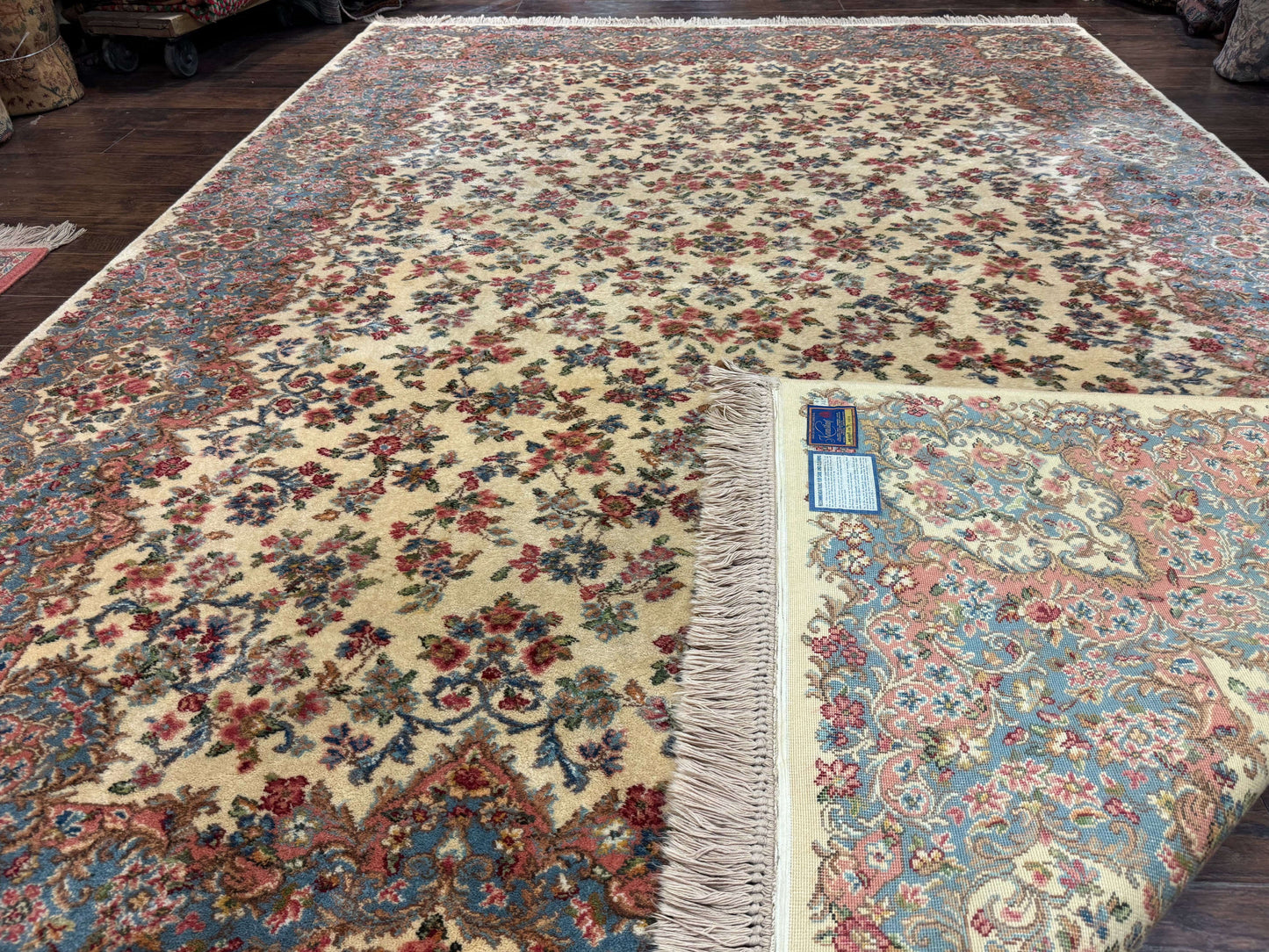 Karastan Kirman Wool Rug Ivory 8.8 X 12 Vintage 700 Series 788