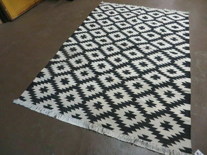 Hand Woven Wool Rug 4 Ft By 6 Ft Kilim Dhurrie Modern Oriental Area Rug Reversible