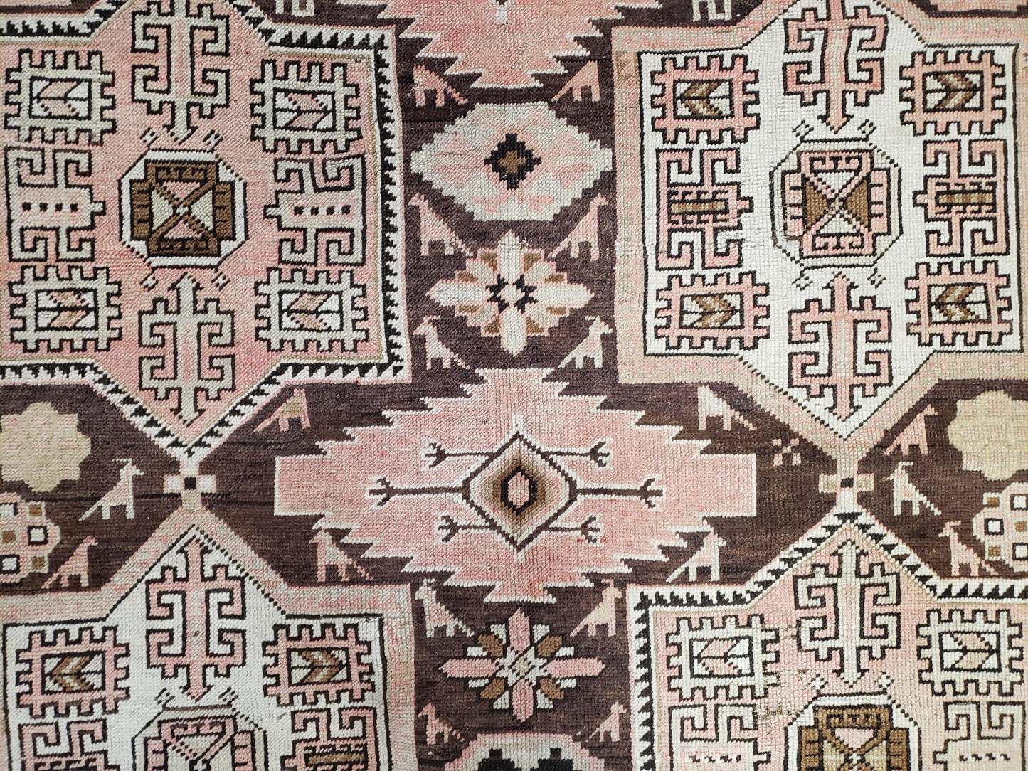 Antique Caucasian Rug 5' 5" x 10' 9", Shirvan Carpet, Wide Oriental Corridor Runner, Quality Handmade Hand-Knotted Wool Rug, Pale Pink Black