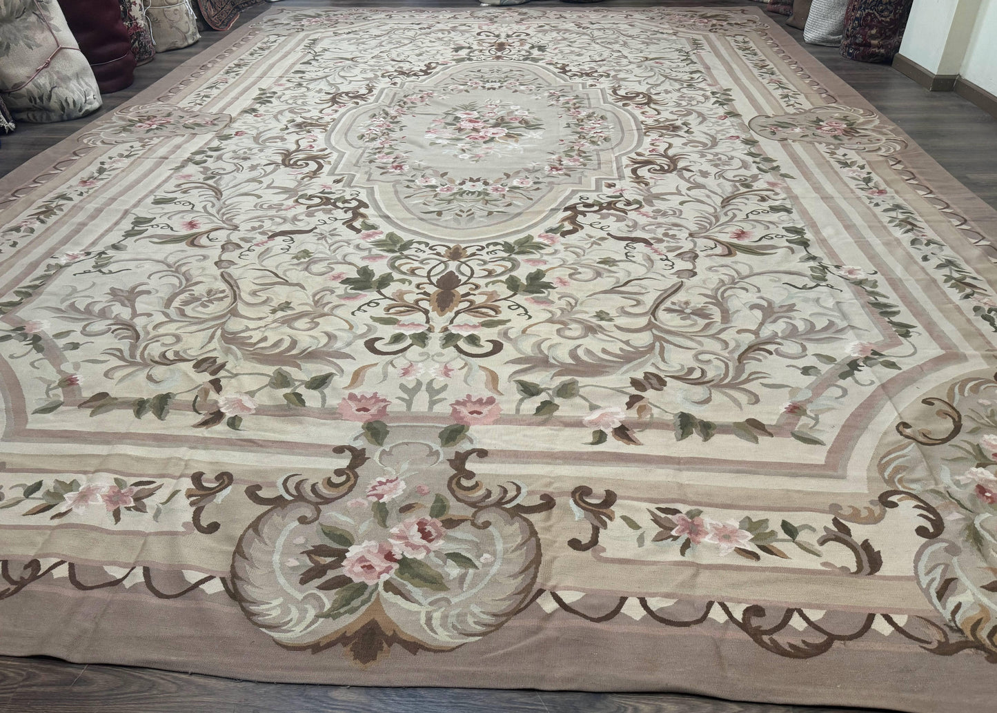 Aubusson Rug Palace Sized 13 X 20 Flatweave Oversized European Design