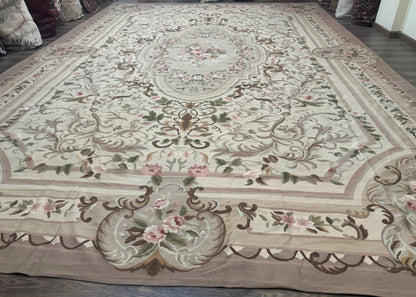 Aubusson Rug Palace Sized 13 X 20 Flatweave Oversized European Design