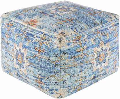 Cuddington Sky Blue Woven Floor Pouf Soft Footrest
