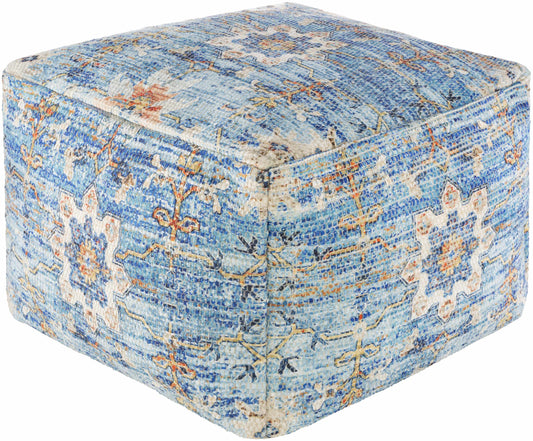 Cuddington Sky Blue Woven Floor Pouf Soft Footrest