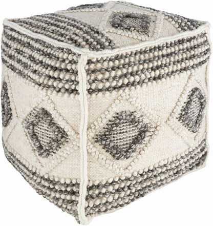 Cowanesque Beige Diamond Patterned Square Pouf For Living Room Bedroom