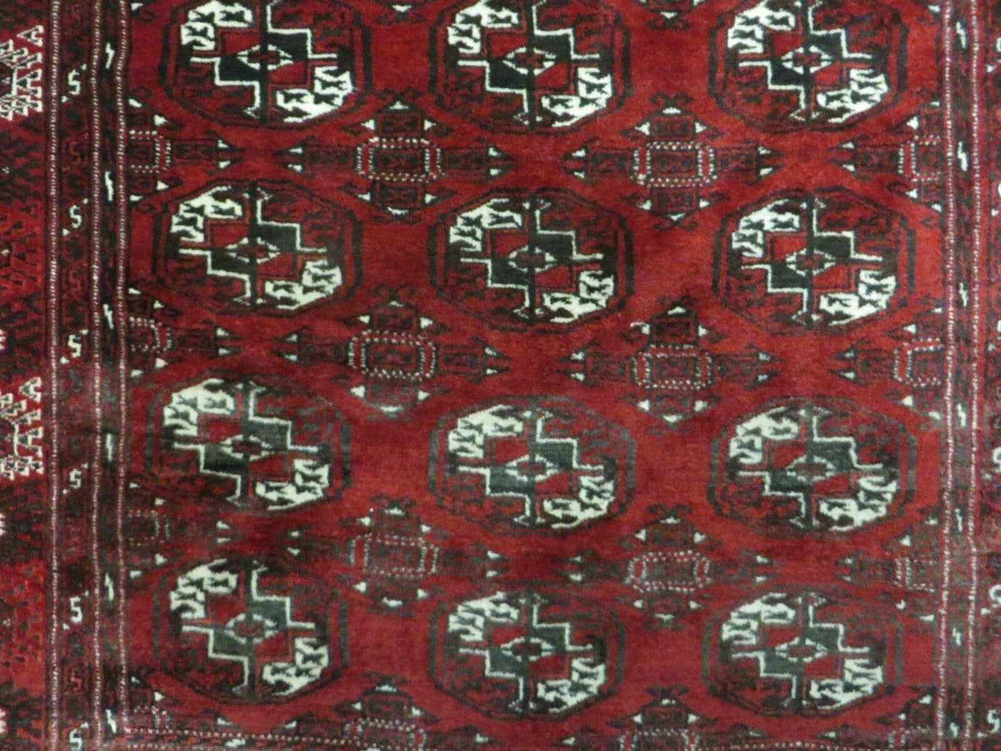 Handmade Afghan Turkoman Bokhara Wool Rug 4 Ft 5 In By 5 Ft 7 In Vintage Estate Find