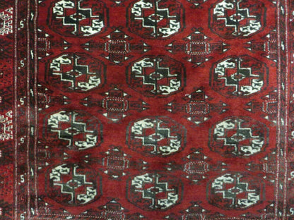 Handmade Afghan Turkoman Bokhara Wool Rug 4 Ft 5 In By 5 Ft 7 In Vintage Estate Find