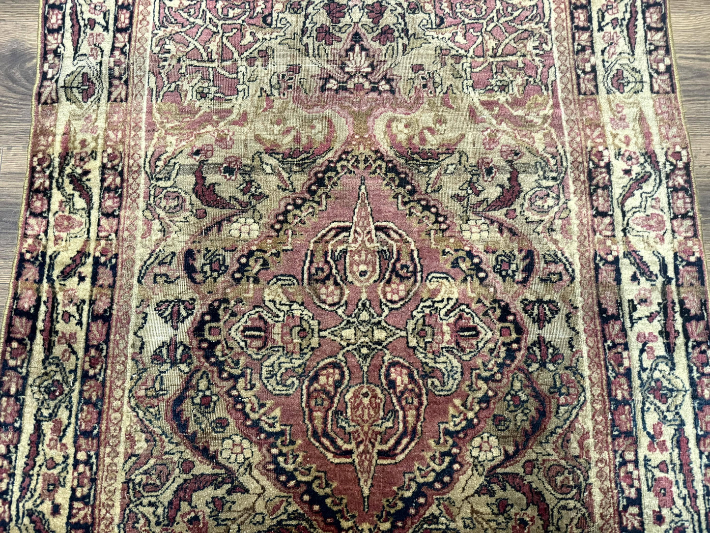 Antique Persian Lavar Rug 3x5 Hand Knotted Wool Kerman Carpet
