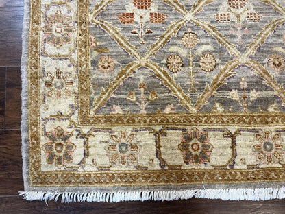 Peshawar Rug 3.6 By 5 Handmade Wool Hand Knotted Vintage Panel Design Oriental Carpet