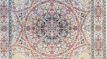 Turkish Silk Rug Beige and Cream 3x5 Ft Soft Accent Bamboo Silk Persian Design