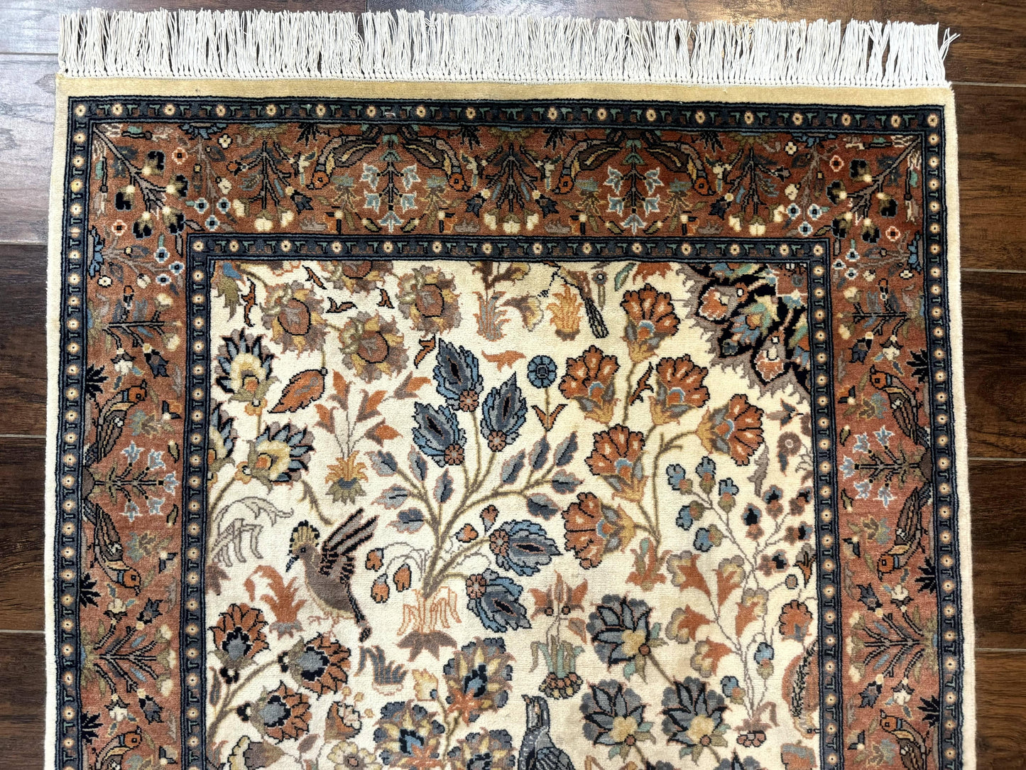 Small Pak Persian Rug 3x5, Peacock Birds Floral