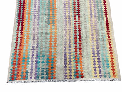Colorful Kilim Rug 6x8 Turkish Flat Weave Wool Kilim Handmade Anatolian