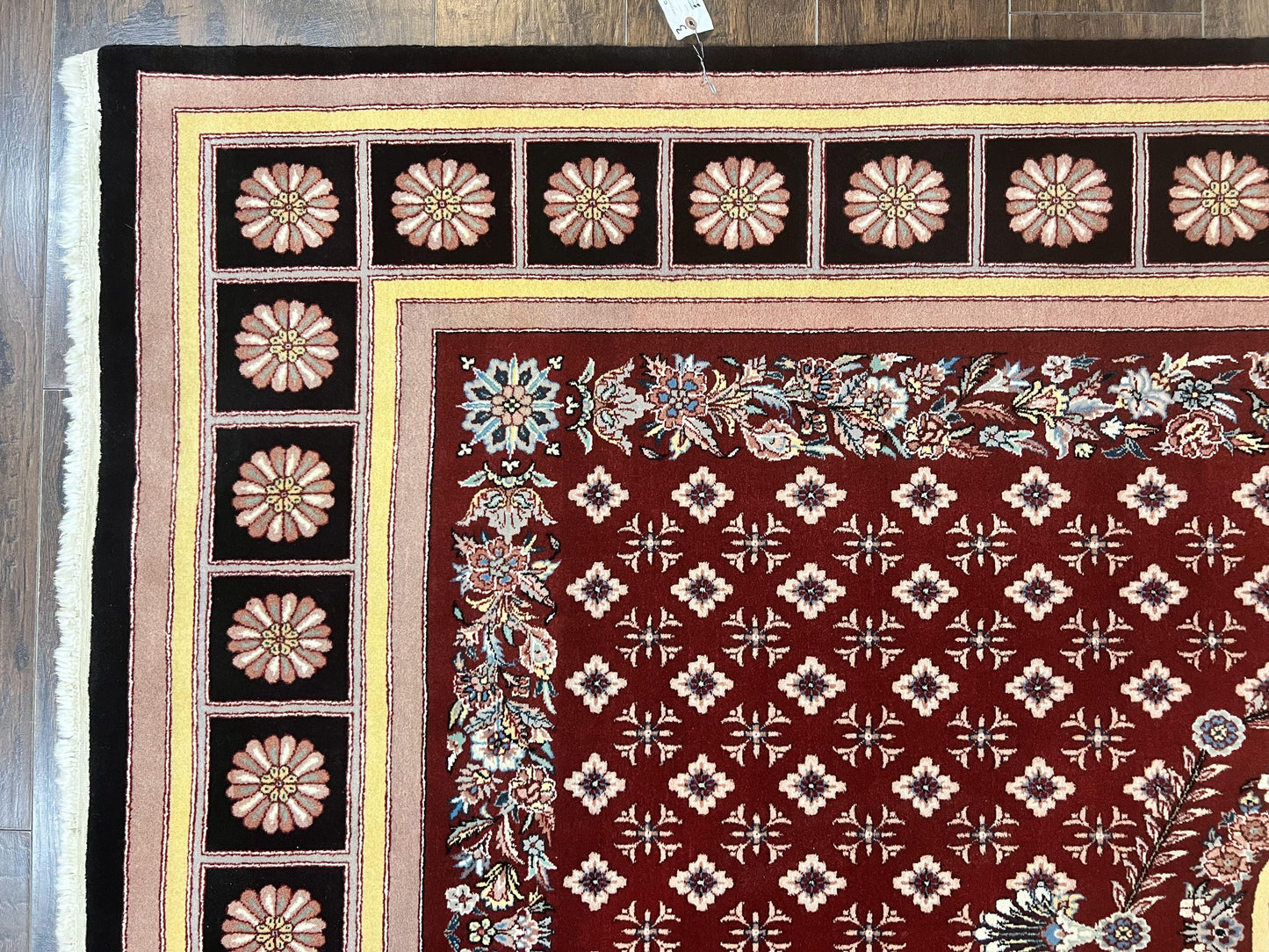 Pakistani Rug 6x9, European Aubusson Design, Wool Handmade Vintage Carpet, Dark Red, 6 x 9 Medium Sized Rug