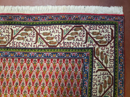 Turkish Tribal Rug Hand Knotted 6x9 Boteh Paisley Pattern Red Beige Wool Carpet