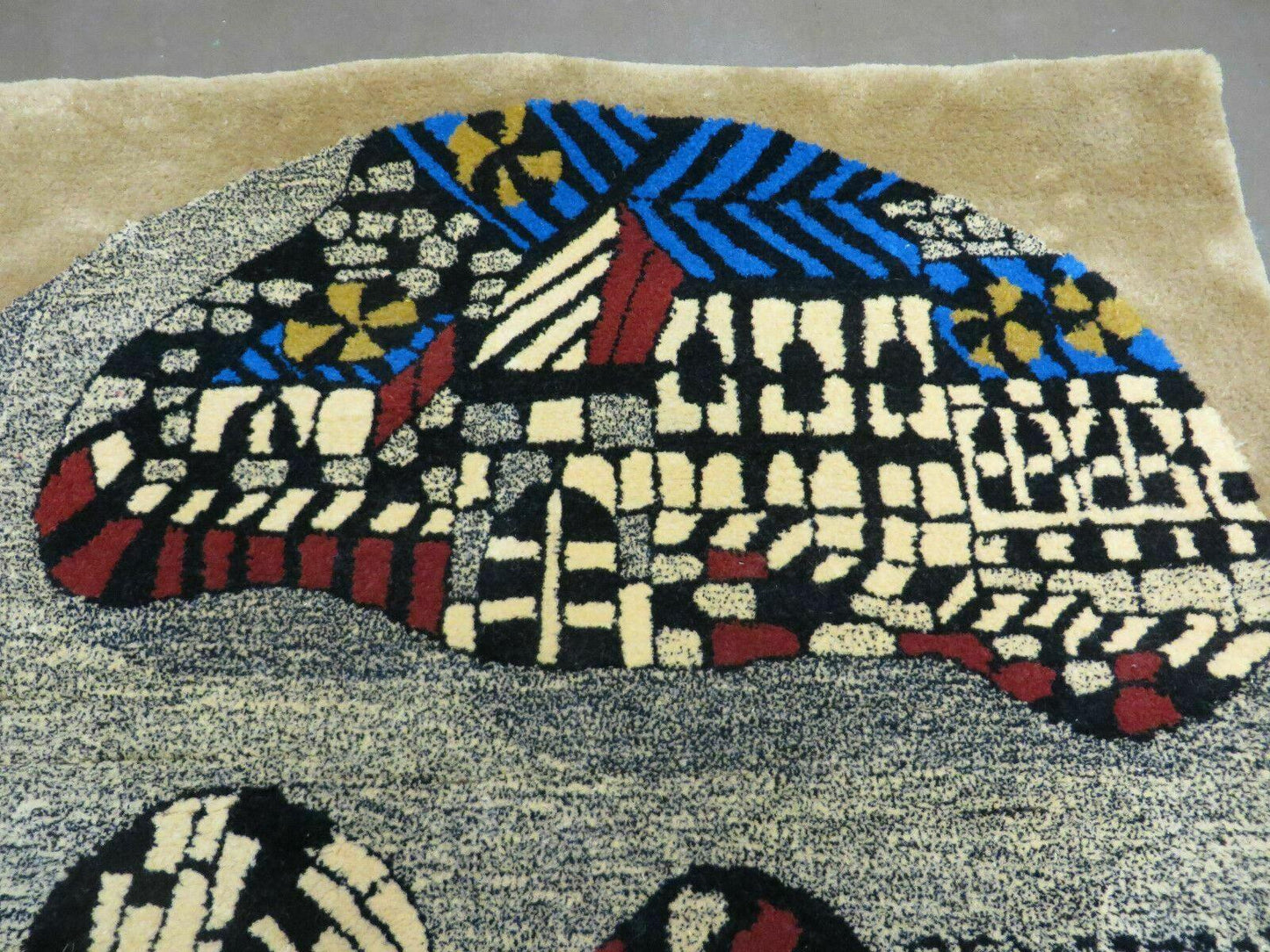 Vintage Israeli Handcrafted Wool Rug 3 By 4 Feet Wall Hanging Signed Hebrew