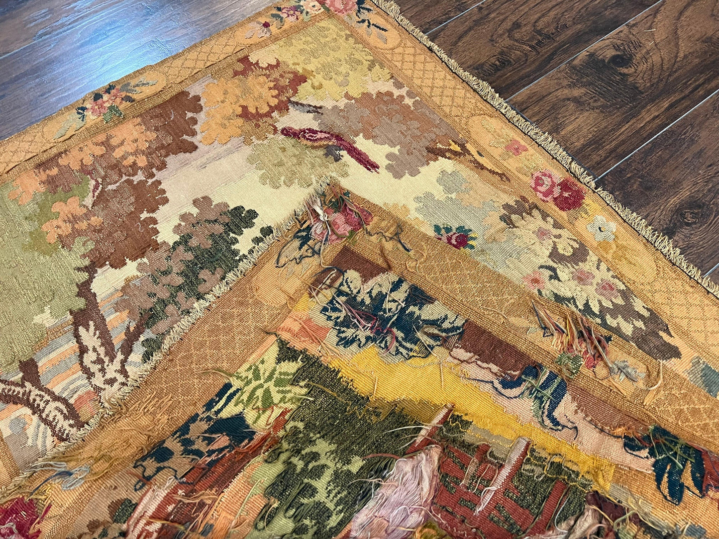 Antique Tapestry 3x4 European French Hand Loomed Victorian Wool Wall Hanging