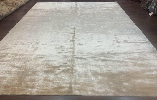 Silk Tibetan Rug 9x11 Hand Knotted Handmade Area Rug Modern Contemporary Carpet