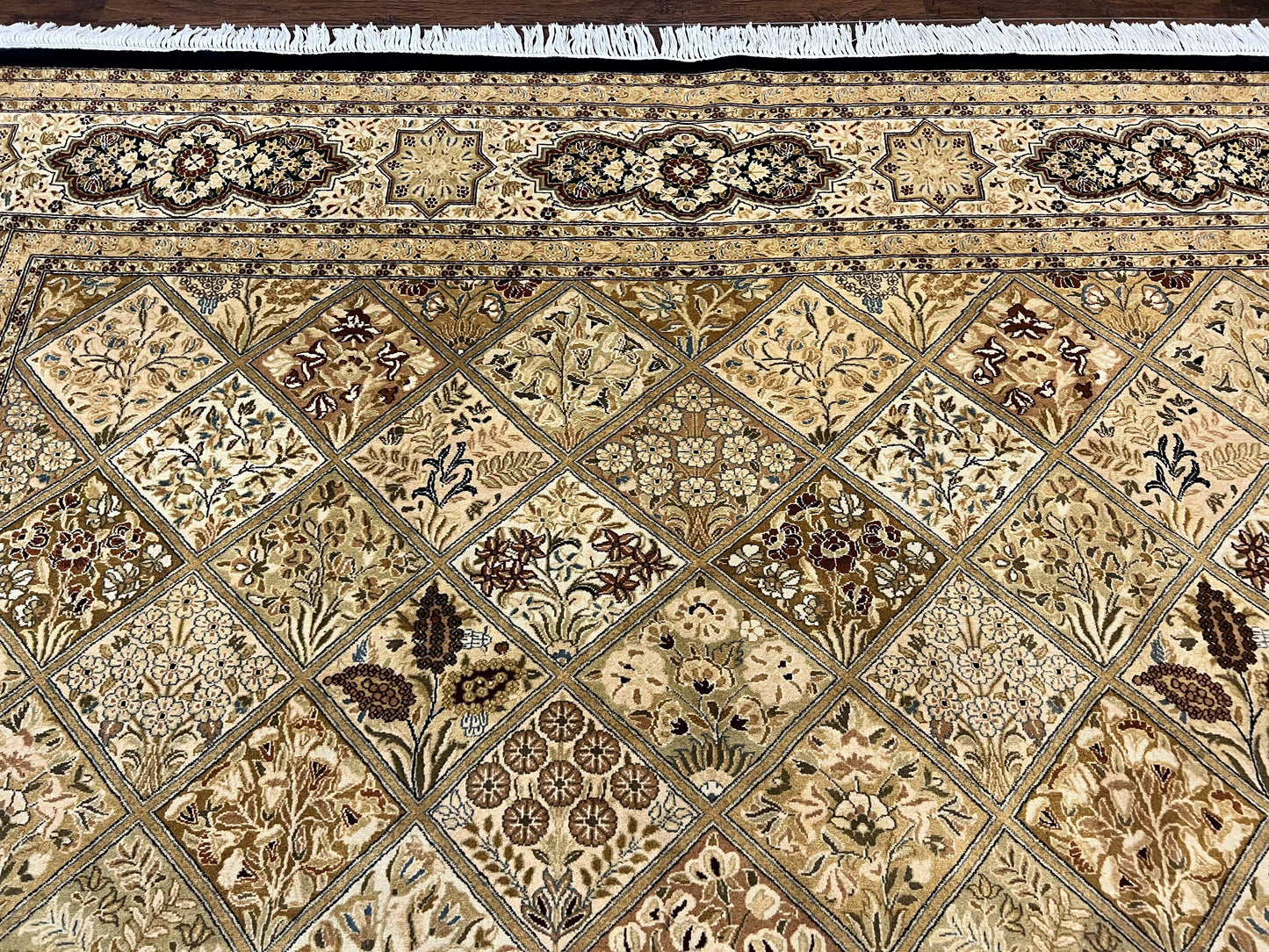 Pak Persian Rug 8x10, Multipanel Kirman Design, Wool Hand Knotted Vintage Carpet, Fine Weave Oriental Rug 8 x 10