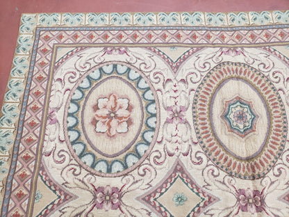 Handmade Needlepoint Rug 6x9 Flatweave Victorian Elegant Living Room Decor