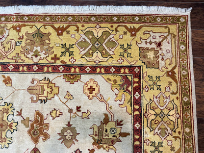 Turkish Oushak Rug 9x12 Hand Knotted Wool Carpet Vintage Oat Color