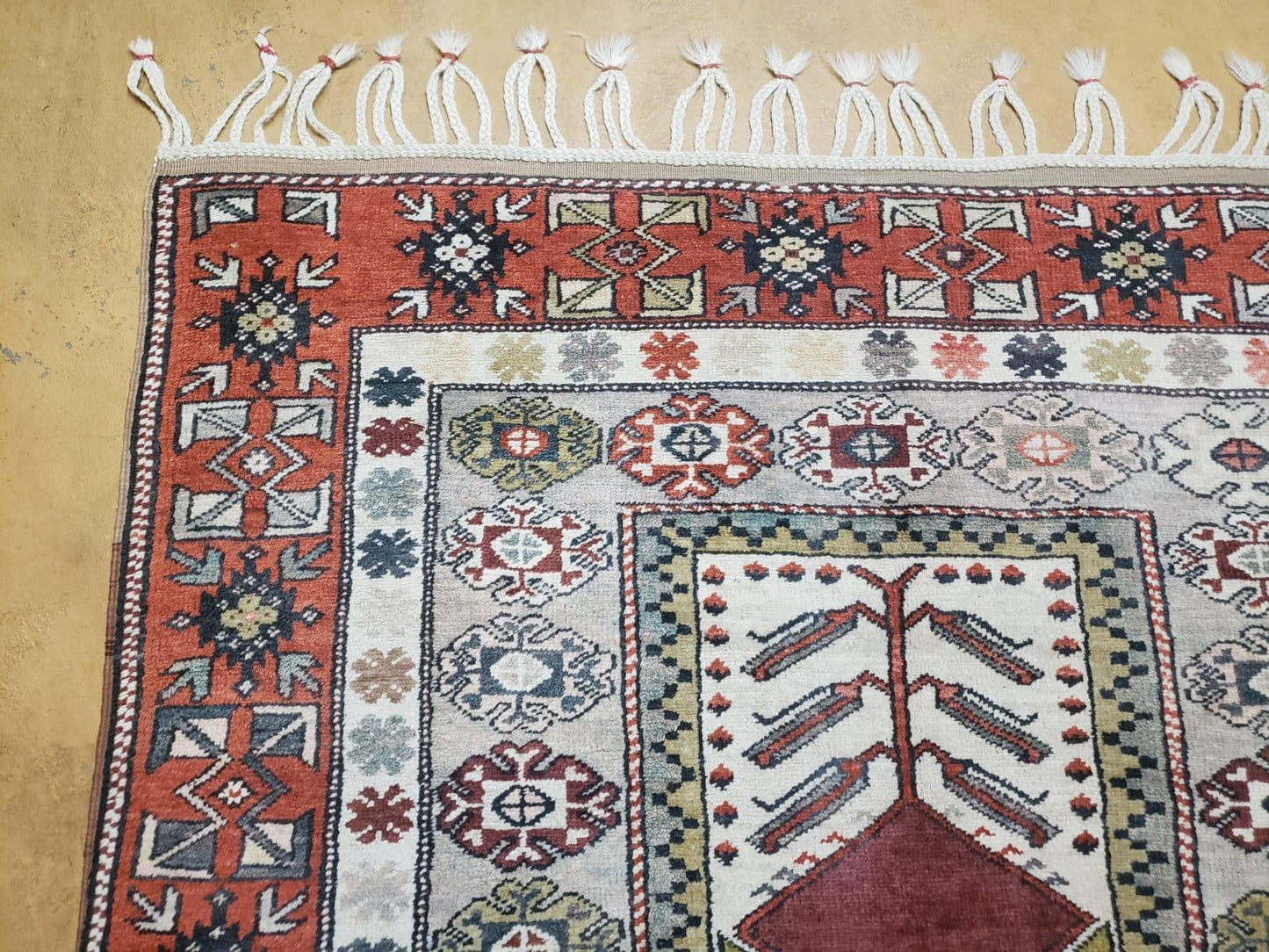 Turkish Rug Hand Knotted Wool 4 Ft 4 In By 7 Ft 6 In Vintage Oriental Tribal Talesh