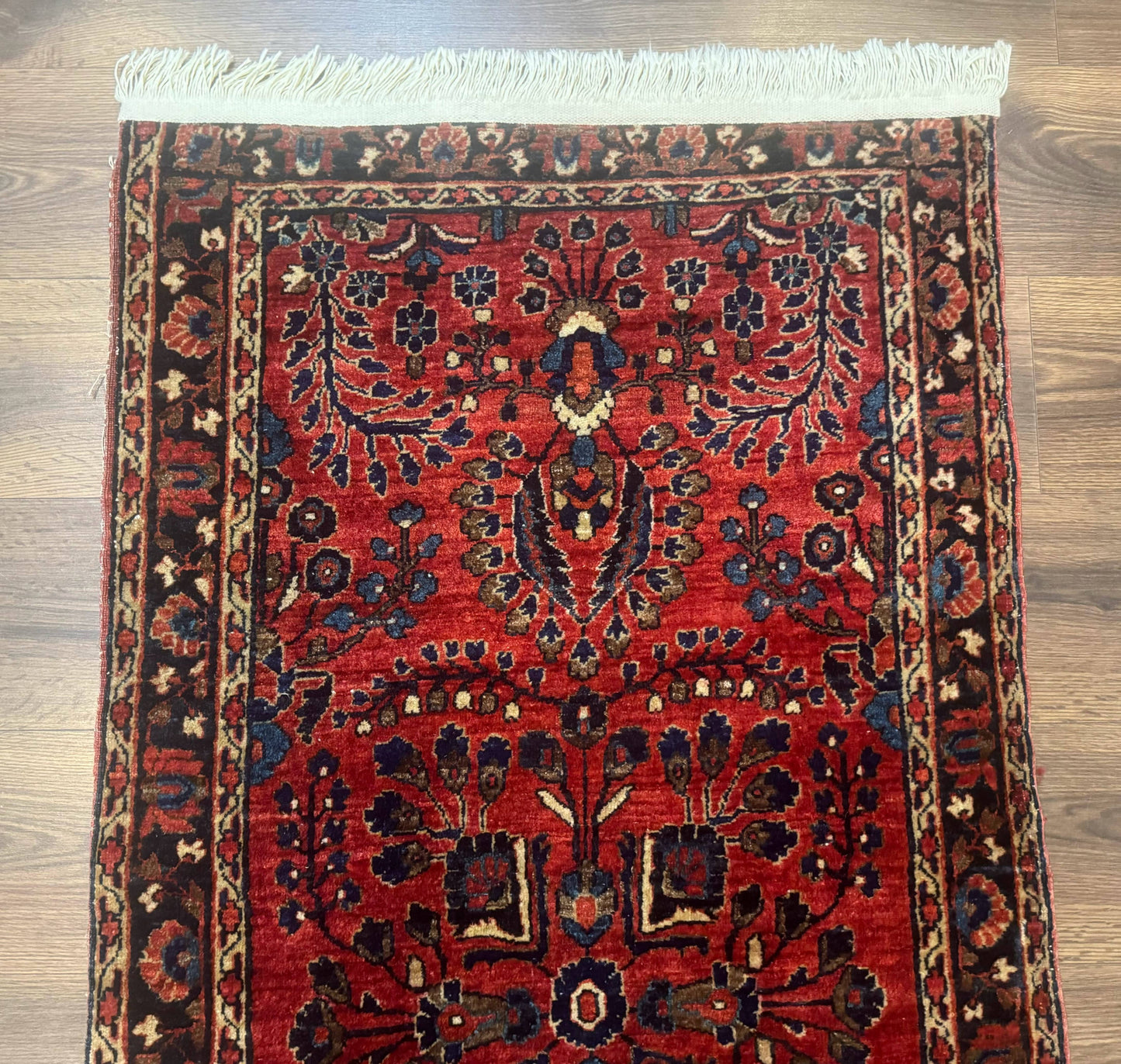 Persian Sarouk Rug Small Red Floral Antique 2 Ft 7 In By 4 Ft 9 In