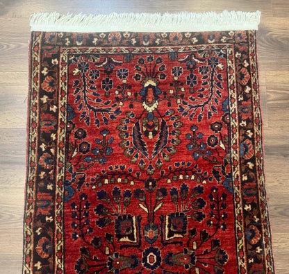 Persian Sarouk Rug Small Red Floral Antique 2 Ft 7 In By 4 Ft 9 In