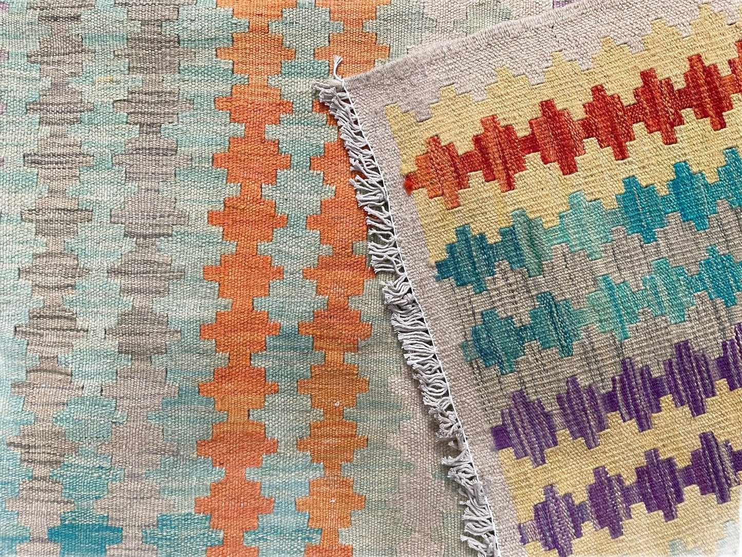 Colorful Kilim Rug 6x8 Turkish Flat Weave Wool Kilim Handmade Anatolian